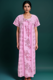 Women’s Printed Cotton Nighty – Babra Pattern