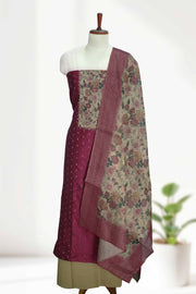Silk Churidar Material with Print & Box Work