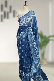 Varanasi Cotton Linen Saree with Batik Design