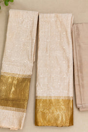 Golden Kasavu Silk Churidar Material