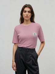 Loopknit Short Top with Printed Design
