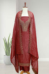Elegant Georgette Churidar Material Set – Golden Embroidery & Stone Work