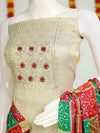 Exquisite Kerala Set Churidar Material - Silk with Thread Work & Chungidi Dupatta