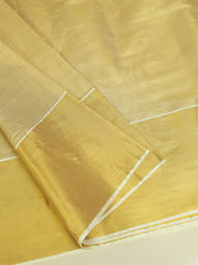 Kerala Set Running Material - Golden Tissue with Plain Golden Border - 117/-