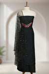 Silk Churidar Material with Floral Thread Embroidery