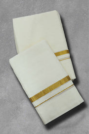 Cotton Set Mundu – Plain with Kasavu Border