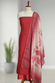 Silk Churidar Material with Embroidery & Stone Work