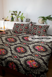 Floral Print Poly Cotton Bed Sheet with Pillow Covers