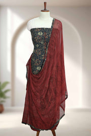 Cotton Churidar Material with Floral Print & Button Work