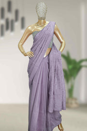 Fancy Cotton Saree with Floral Thread Work