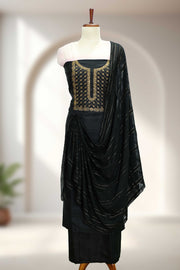 Silk Churidar Material with Golden Embroidery