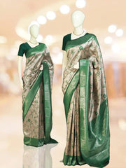 Soft Silk Saree with Silver Contrast Border & Butta Work Pallu – ₹834