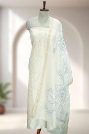 Silk Churidar Material-Thread Work With Butta