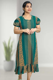 Cotton Night Dress with Floral Print