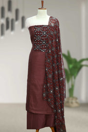 Printed Mirror Work Unstitched Dress Material