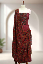 Silk Churidar Material – Ajrakh Print with Mirror Work