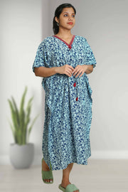Polycotton Kaftan Night Dress with Floral Print