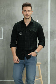 Harbour Men Checked Double Pocket Cotton Casual Shirt