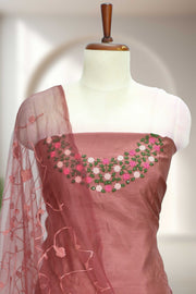Elegant Silk Churidar Material with  Embroidery Thread