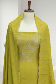 Premium Silk Churidar Material Set-Golden Embroidary