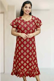 Floral Cotton Frock Night Dress