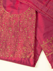 Golden Sequin Embroidered Silk Churidar Material