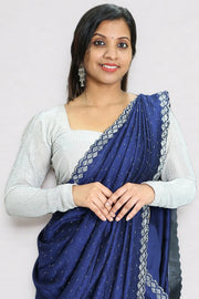 Chiffon Fancy Saree with Stone Work & Blouse