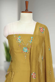Silk Churidar Material-Floral Thread