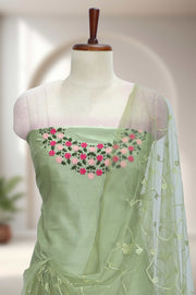 Silk Churidar Material with Embroidery Work