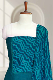 Silk Churidar Material with Zig Zag Print