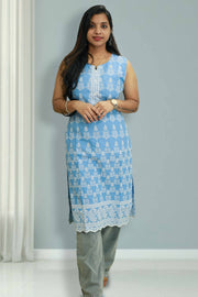 Elegant Cotton Kurti with Thread & Button Work