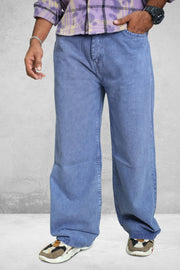 Wide-Leg Plain  Mens Baggy Jeans