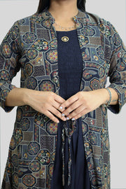 Rayon Printed Kurti with Overcoat Style