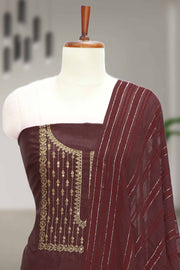 Silk Churidar Material with Golden Embroidery and Box Work