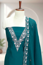 Silk Churidar Material – Floral Elegance