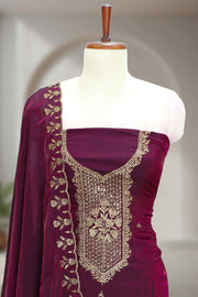 Fendy Churidar Material with Golden Embroidery & Sequins Work