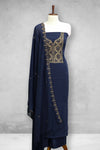 Georgette Churidar Material – Golden Embroidery with Sequins Work