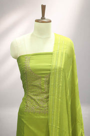 Silk Churidar Material – Golden Thread Work with Sequins