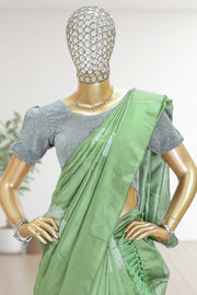 Soft Silk Saree with Floral Print & Tassels