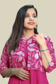 Feeding Top with Floral Print & Collar Neck