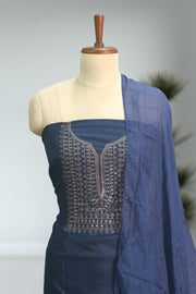Silk Churidar Material – Golden Thread Work with Sequins