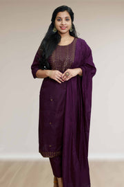 Silk Churidar with Copper Thread Work