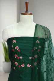 Embroidered Thread Work Silk Unstitched Dress Material