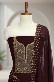 Georgette Churidar Material with Golden Embroidery & Box Work