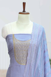 Silk Churidar Material with Sequin & Golden Thread Embroidery