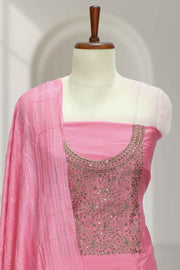 Silk Churidar Material with Golden Embroidery and Box Work