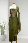 Elegant Georgette Churidar Material Set – Golden Embroidery & Stone Work