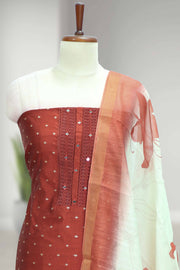 Silk Churidar Material with Lace & Mirror Work