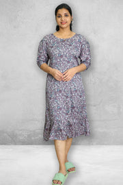 Floral Semi Chiffon Night Dress