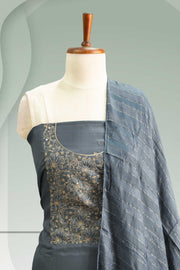 Golden Sequin Embroidered Silk Churidar Material